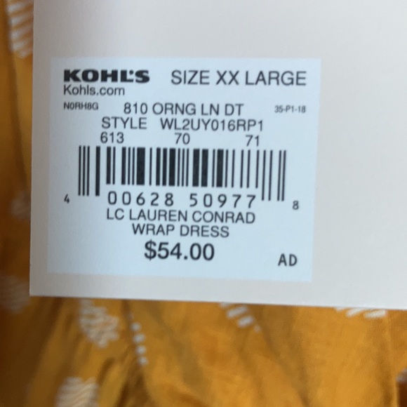 LC Lauren Conrad print faux wrap dress ruffle detail elastic waist XXL - Picture 9 of 17